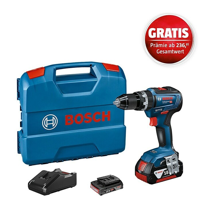 Bosch Professional Akku-Schlagbohrschrauber GSB 18V-55 (18 V, 2 Akkus, 2 - 4 Ah, Leerlaufdrehzahl: 1.800 U/min)
