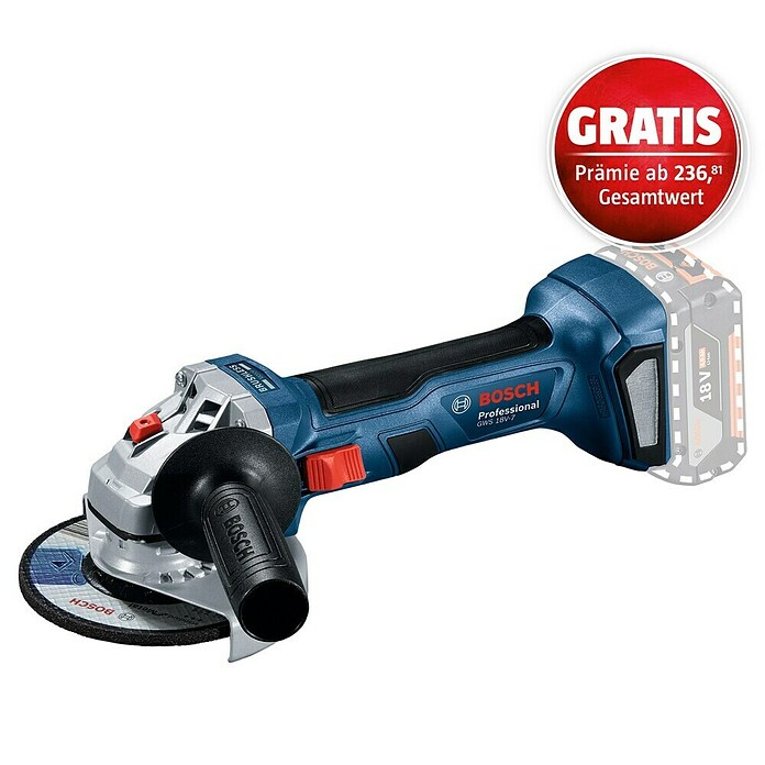 Bosch Professional AMPShare 18V Akku-Winkelschleifer GWS 18V-7 (18 V, Ohne Akku, Durchmesser Scheibe: 125 mm, Karton) | BAUHAUS