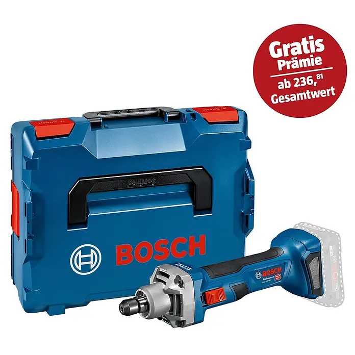 Bosch Professional AMPShare 18V Akku-Geradschleifer GGS 18V-20 - 18 V, Ohne Akku, Leerlaufdrehzahl: 24.000 U/min, Kunststoffkoffer - Blauer/schwarzer Bosch GGS 18V-20 Professional Akku-Geradschleifer, Akku und L-BOXX Koffer. Inklusive rotem 'Gratis Prämie' Angebot.