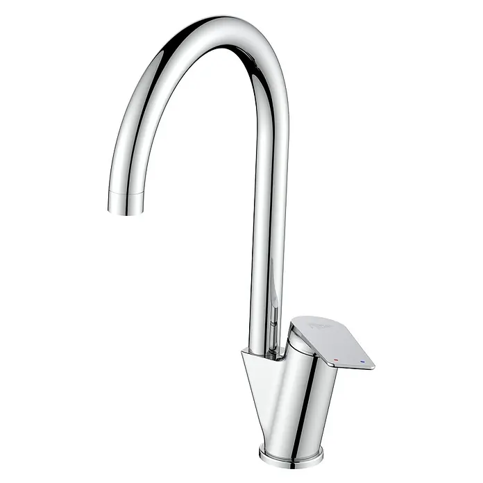 Grifo de cocina Dynamic vertical - Cromo, Brillante - Elegante y moderno grifo con caño alto arqueado. Elegante mezclador monomando para cocina o baño, cromado y contemporáneo.