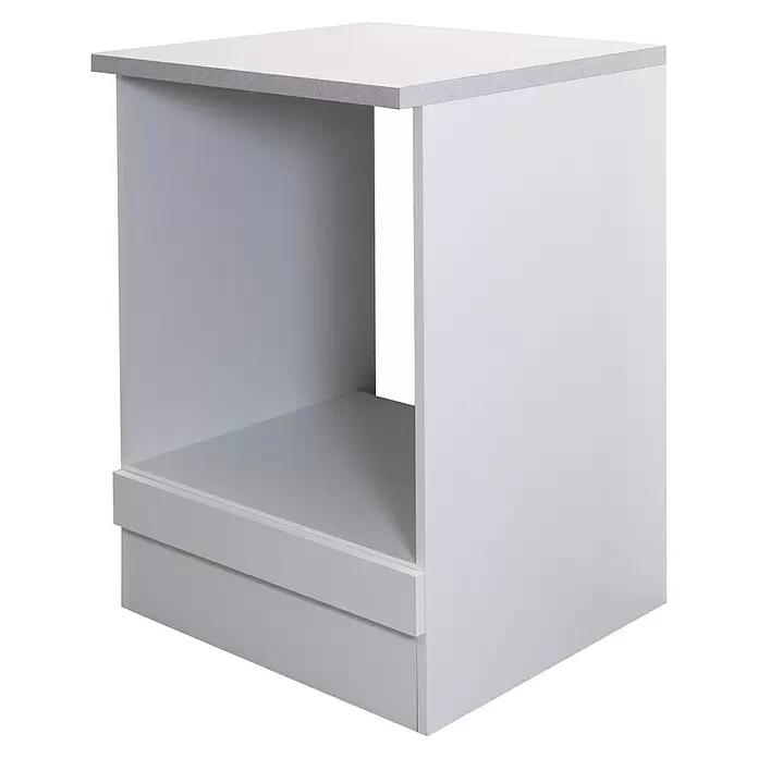 Flex-Well Wito Herd-Umbauschrank - B x T x H: 60 x 60 x 85 cm, Weiß - Hellgrauer Modulschrank mit offener Nische und unterer Blende.