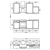 Flex-Well Lund Küchenzeile Typ 2 (Breite: 220 cm, Höhe: 234 cm, Lichtgrau, Mit Elektrogeräten, Edelstahlspüle) | BAUHAUS