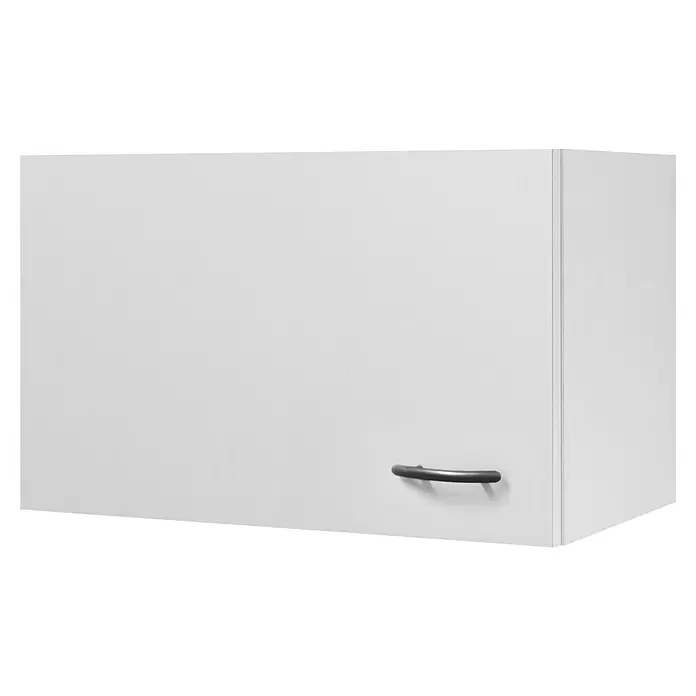 Flex-Well Wito Singleküche - Breite: 210 cm, Weiß, Mit 2-Platten-Kochfeld & Mikrowelle - Weißer Küchenhängeschrank mit dunklem Metallgriff.