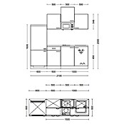 Flex-Well Samoa Singleküche mit Mikrowelle (Breite: 210 cm, Weiß/Braun, Mit Elektrogeräten) | BAUHAUS