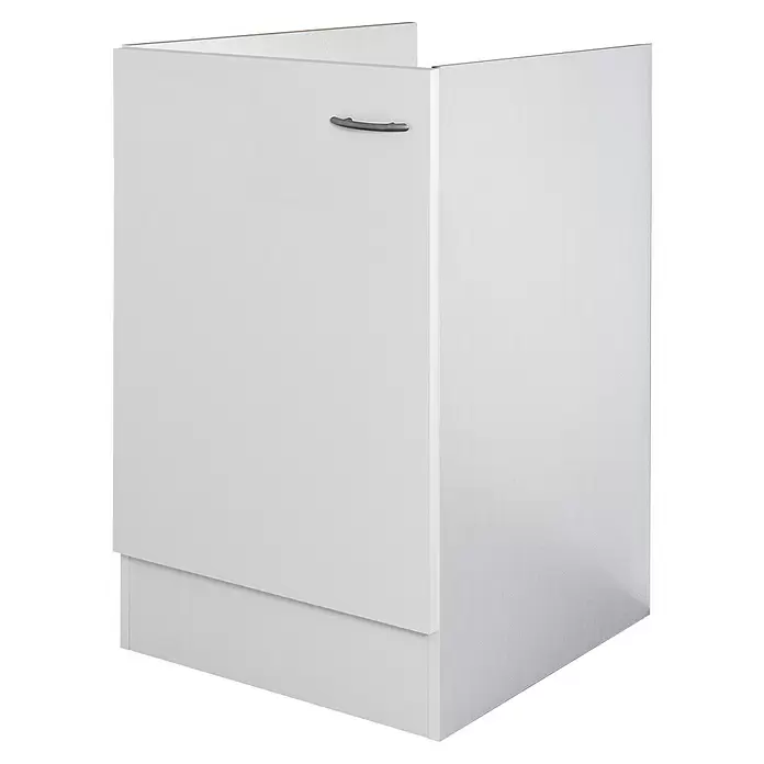 Flex-Well Wito Spülenunterschrank - B x T x H: 50 x 57 x 82 cm, Weiß - Weißer eintüriger Küchenunterschrank mit grauem Griff.