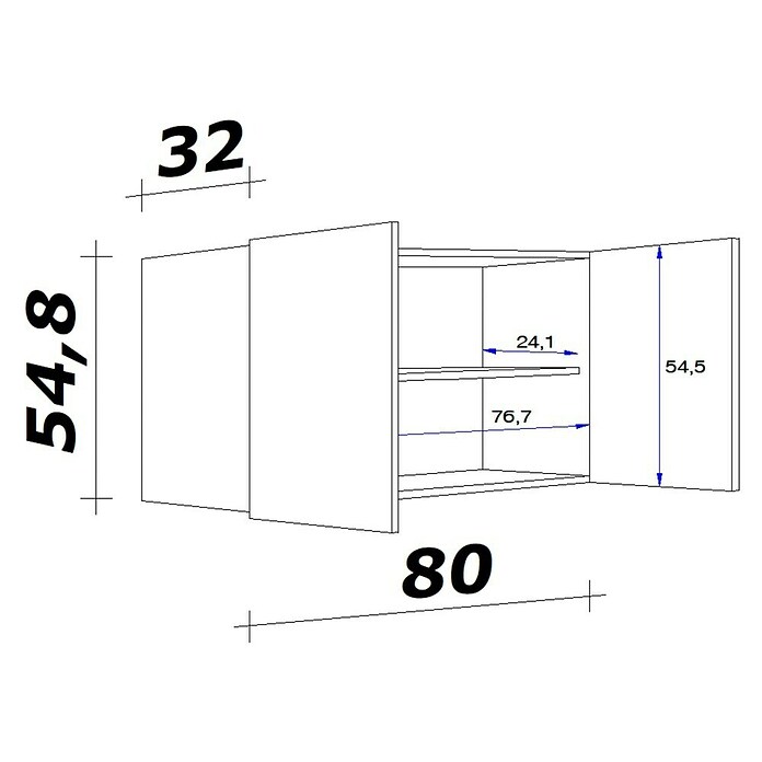 Flex-Well Lund Hängeschrank (B x T x H: 80 x 32 x 54,8 cm, Lichtgrau) | BAUHAUS