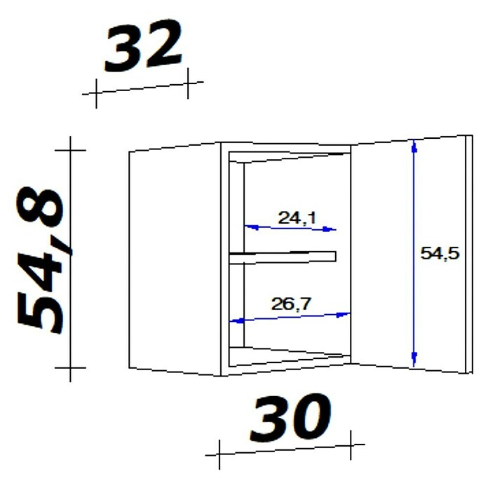 Flex-Well Lund Hängeschrank (B x T x H: 30 x 32 x 54,8 cm, Lichtgrau) | BAUHAUS
