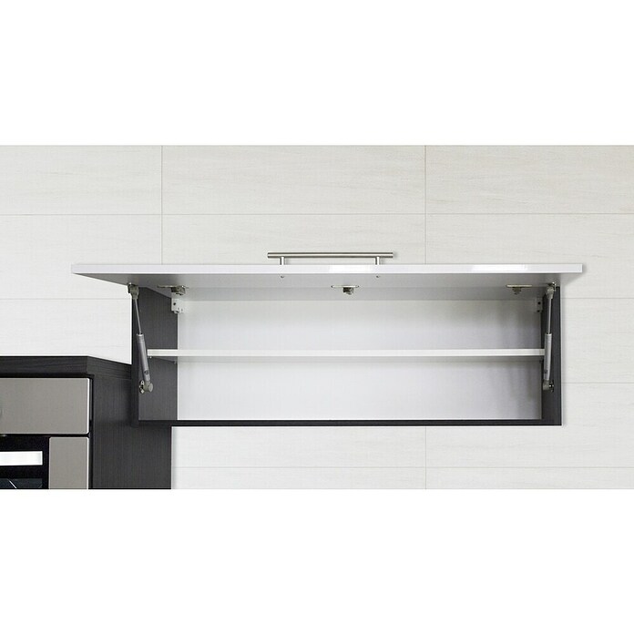 Respekta Premium Composición de cocina (Ancho: 270 cm, Con dispositivos eléctricos, Gris de alto brillo)