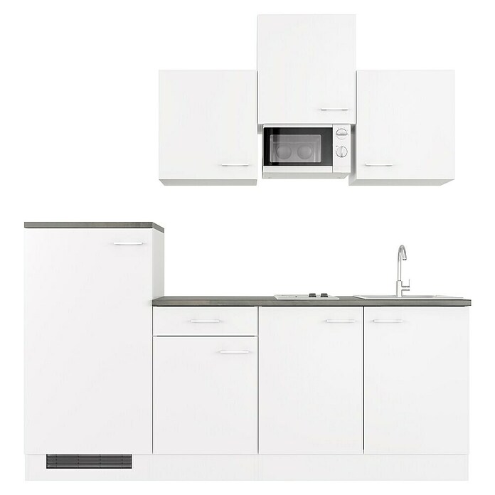 Flex-Well Lucca Singleküche mit Mikrowelle (Breite: 210 cm, Weiß, Mit Elektrogeräten) | BAUHAUS
