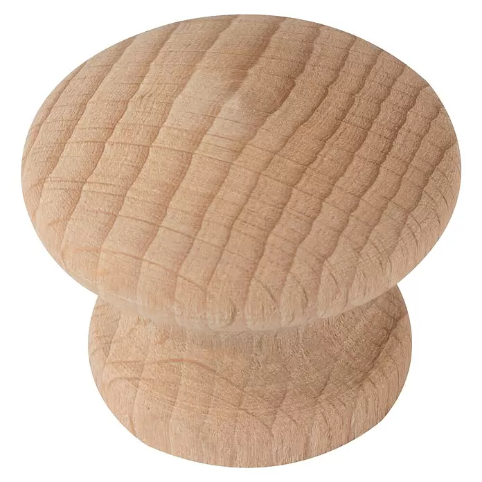 Walteco Möbelgriff Humberto - Typ Möbelgriff: Knopf, Ø x H: 35 x 27 mm, Holz, Buche Natur - Runder, hellbrauner Holzknauf mit natürlicher Maserung, geeignet für Möbel.