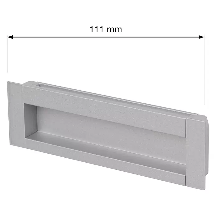 Walteco Möbelgriff Mayen - Lochabstand: 96 mm, Aluminium, Verchromt matt - Silberner, rechteckiger Muschelgriff für Schiebetüren oder Schubladen.