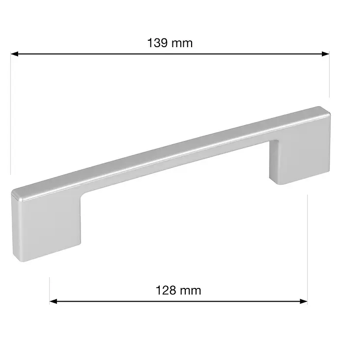 Walteco Möbelgriff - Lochabstand: 128 mm, Kunststoff, Silber - Silberfarbener gerader Möbelgriff, Lochabstand 128 mm.
