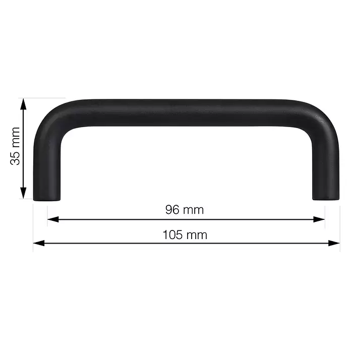 Walteco Möbelgriff Gissi - Lochabstand: 96 mm, Sonstige, Schwarz matt - Schwarzer U-förmiger Möbelgriff, 35mm hoch, 96mm Bohrabstand, 105mm Gesamtlänge.