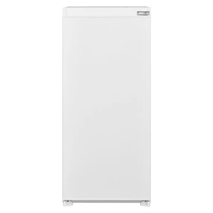 Respekta Einbaukühlschrank KS122.0-10 - Nutzinhalt Gesamt: 193 l, 54,5 x 54 x 122,5 cm - Aufnahme eines freistehenden, weißen Kühlschranks mit minimalistischem Design, ideal für moderne Küchen. Die glatte Oberfläche sorgt für ein elegantes Aussehen.