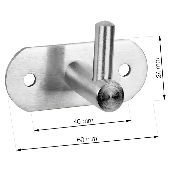 Walteco Garderobenhaken - L x B x H: 40 x 60 x 39 mm, Anzahl Haken: 1 Stk., Metall-Optik - Bürsteter Edelstahl-Doppelhaken an ovaler Wandplatte.