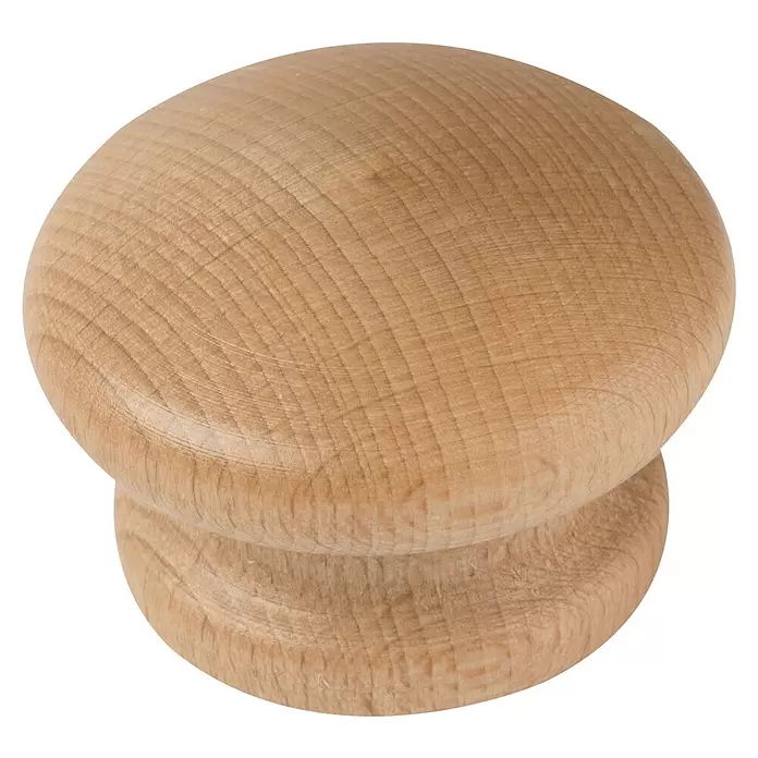 Walteco Möbelgriff Humberto - Typ Möbelgriff: Knopf, Ø x H: 44 x 28 mm, Holz, Buche lackiert - Heller Holz-Möbelknopf mit sichtbarer Maserung.