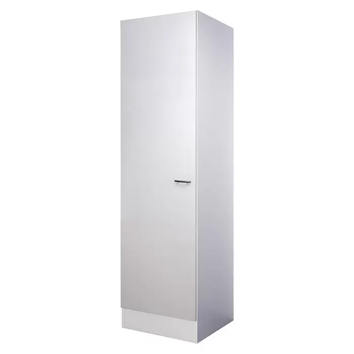 Flex-Well Wito Geschirrschrank - B x T x H: 50 x 57 x 200 cm, Weiß - Hoher weißer Schrank mit dunklem, horizontalem Griff.
