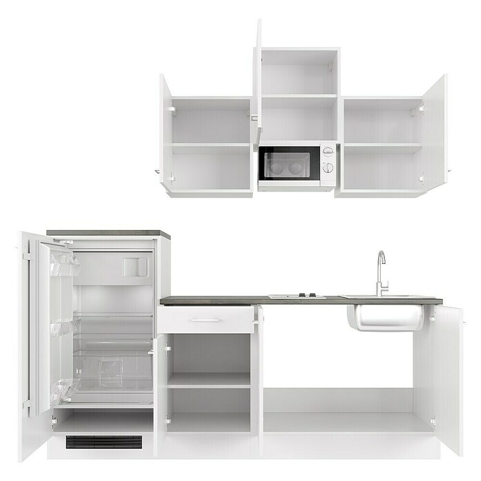 Flex-Well Lucca Singleküche mit Mikrowelle (Breite: 210 cm, Weiß, Mit Elektrogeräten) | BAUHAUS