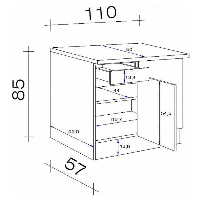 Flex-Well Samoa Eck-Unterschrank Samoa (B x T x H: 110 x 60 x 85 cm, Weiß) | BAUHAUS