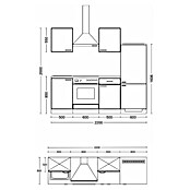 Flex-Well Cara Küchenzeile Typ 1 (Breite: 220 cm, Höhe: 200 cm, Grün/Eiche, Mit Elektrogeräten) | BAUHAUS