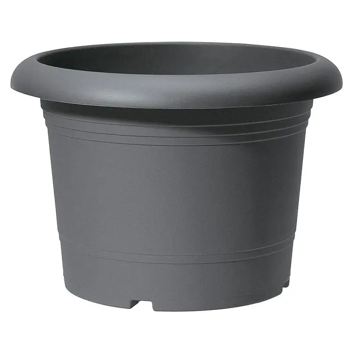 Scheurich Pflanzkübel rund Oliver - Außenmaß (Ø x H): 70 x 49 cm, Kunststoff, Metallic Grey - Grauer Blumentopf aus Kunststoff mit breitem Rand, ideal für Garten und Innenbereich, robust und stilvoll.