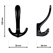 Walteco Garderobna kuka Trillo  (D x Š x V: 128 x 78 x 56 mm, Crna) | BAUHAUS