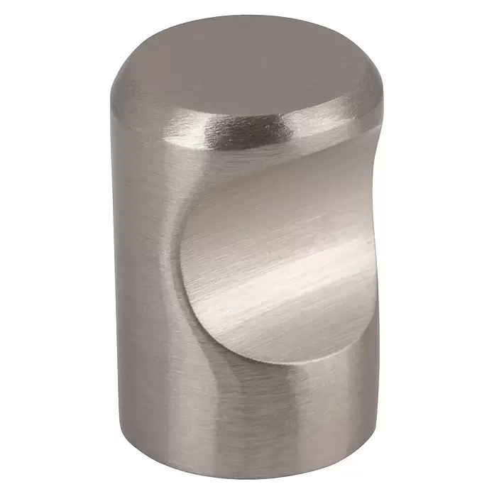 Walteco Möbelknopf Venlo - Durchmesser: 15 mm, Sonstige, Edelstahl-Optik - Zylindrischer Möbelgriff aus gebürstetem Metall mit konkavem, ergonomischem Ausschnitt.