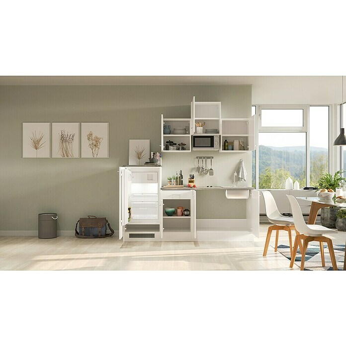 Flex-Well Lucca Singleküche mit Mikrowelle (Breite: 210 cm, Weiß, Mit Elektrogeräten) | BAUHAUS