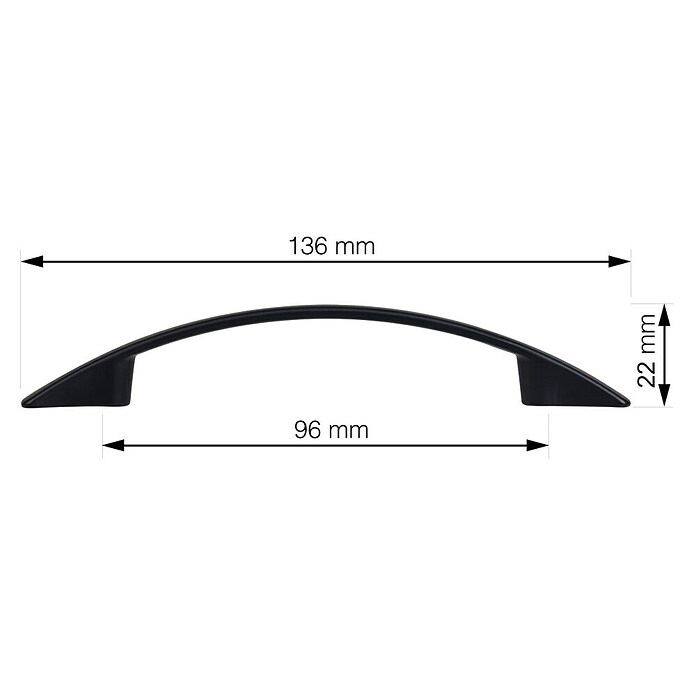Walteco Meubelgreep Nevada (Gatafstand: 96 mm, Overige, Mat zwart) | BAUHAUS