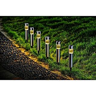 BAUHAUS Solarleuchten-Set Mini (Ein-/Ausschalter, LED, Leuchtdauer: 6 h - 8 h, 6 Stk., Lichtfarbe: Warmweiß, Edelstahl)