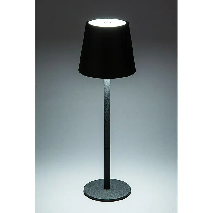Starlux Paola Akku-Tischleuchte - 3 Stk., 1,6 W, L x B x H: 8,6 x 8,6 x 27 cm, Warmweiß, Schwarz - Elegante schwarze Tischleuchte mit einem konischen Lampenschirm, die ein sanftes, nach oben gerichtetes Licht spendet. Das Design ist schlicht und modern.