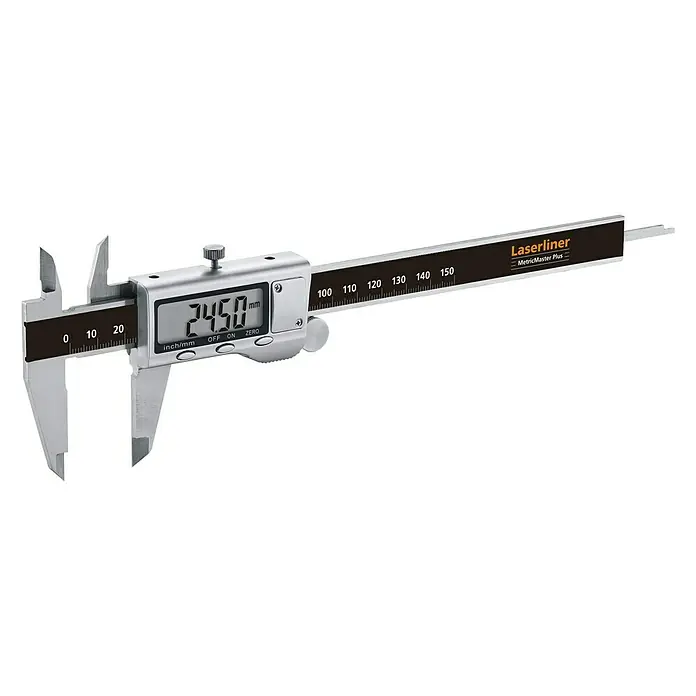 Laserliner Digitaler Messschieber MetricMaster Plus - Messbereich: 0 - 150 mm - Präzisions-Digitalmessschieber von Laserliner zur genauen Messung mit einer Anzeige von 24,50 mm.