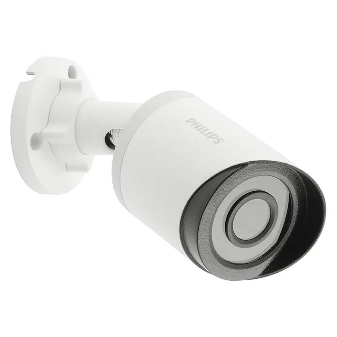 Philips WelcomeEye Überwachungskamera - Passend für: Philips Welcome Eye System, 75 ° - Nahaufnahme einer weißen Philips-Überwachungskamera mit Wandhalterung, die Sicherheit und Überwachung in den Fokus rückt.