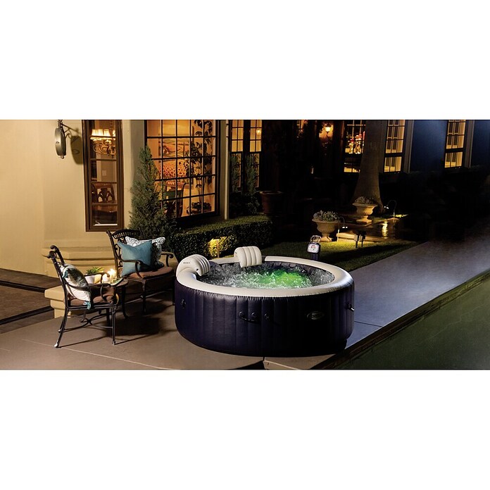 Intex Pure Spa Außen-Whirlpool 77 Bubble Massage (Ø x H: 196 x 71 cm, Kalkschutzsystem 10 W, Laminiertes Vinyl, Navy)