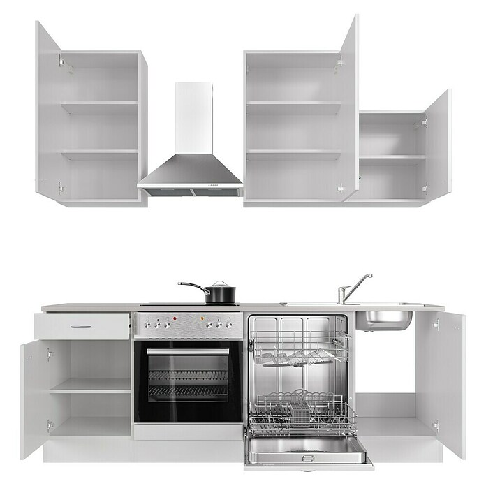 Flex-Well Wito Küchenzeile Typ 1 (Breite: 220 cm, Höhe: 234 cm, Weiß, Mit Elektrogeräten) | BAUHAUS