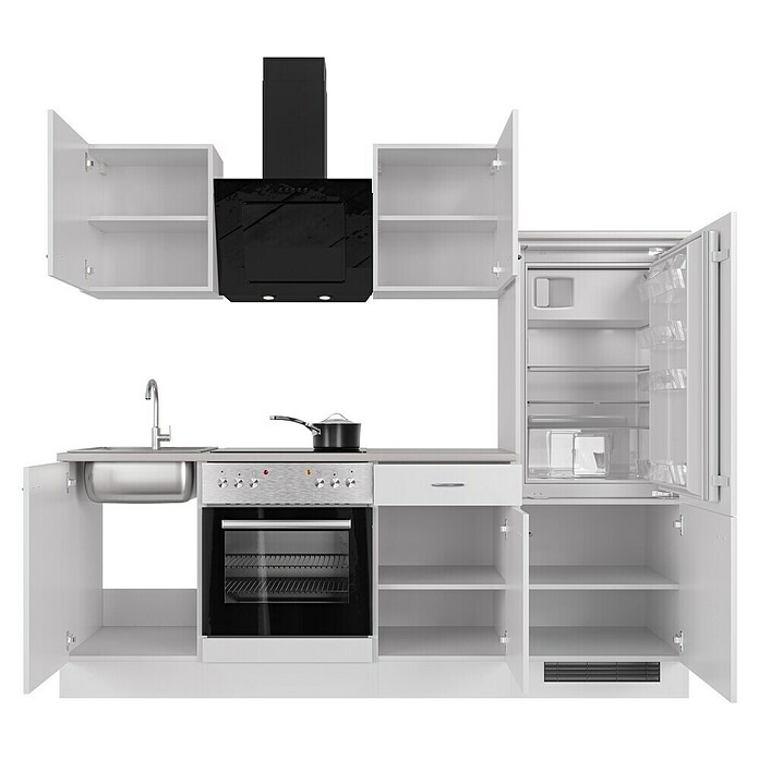 Flex-Well Wito Küchenzeile (Breite: 220 cm, Höhe: 200 cm, Weiß, Mit Elektrogeräten) | BAUHAUS