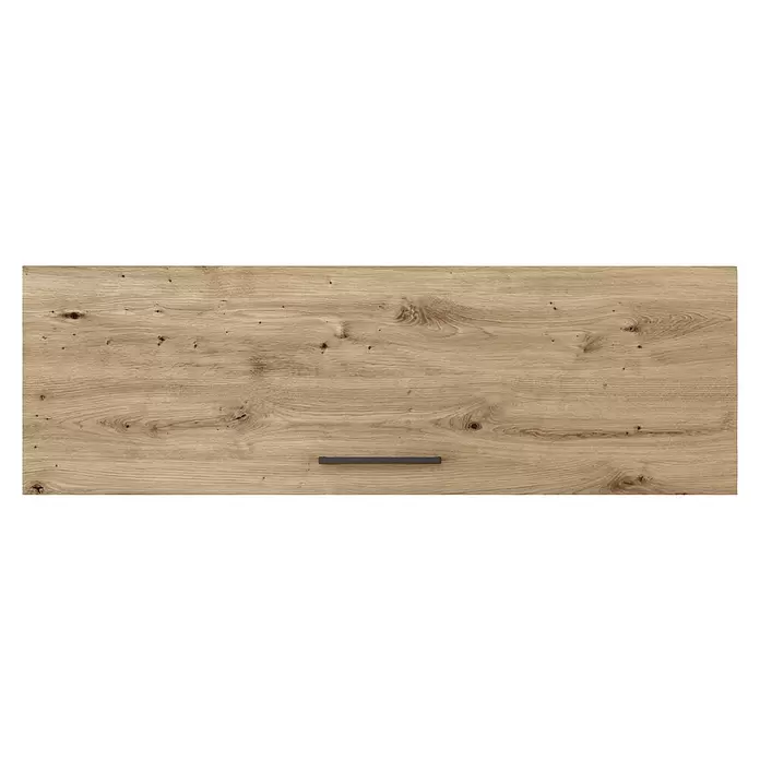 Flex-Well Cara Küchen-Hängeschrank - B x T x H: 100 x 32 x 32 cm, Eiche - Hellbraune Schubladenfront aus Holz mit Naturmaserung und dunkelgrauem Griff.