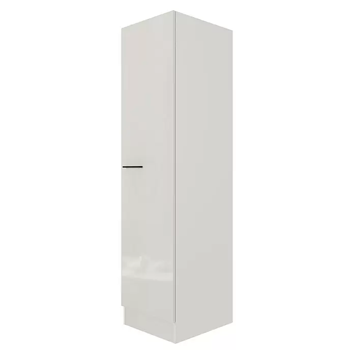 Flex-Well Lund Geschirrschrank - B x T x H: 50 x 57 x 200 cm, Lichtgrau - Weißer moderner Schrank mit minimalistischem Griff und glänzender Oberfläche.