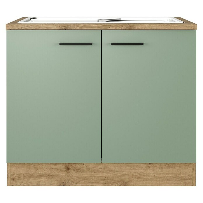 Flex-Well Cara Spülenunterschrank (B x T x H: 100 x 57 x 85 cm, Grün) | BAUHAUS