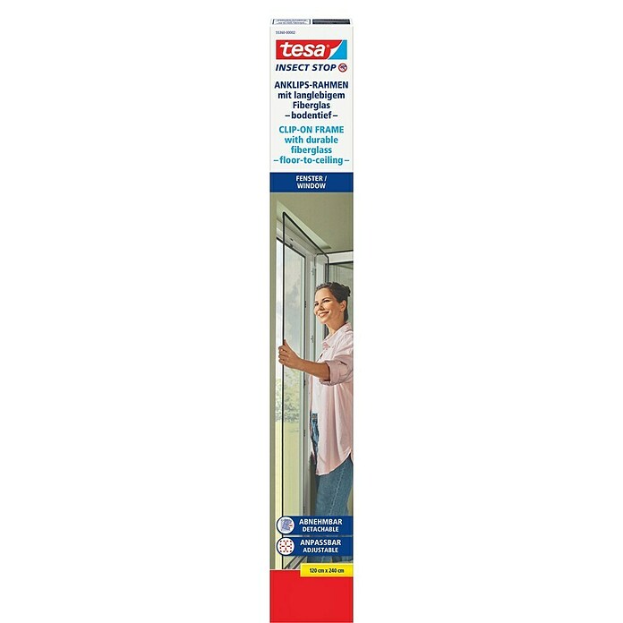 Tesa Insect Stop Zaštita od insekata za prozore Insect Stop  (Š x V: 1,2 x 2,4 m, Montaža mreže protiv komaraca: Stezanje) | BAUHAUS