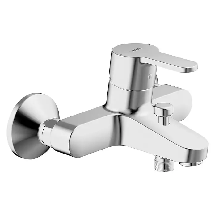 Hansa Primo Badewannenarmatur - Ausladung Armatur: 155 mm, Chrom, Glänzend - Glänzende Chrom-Badarmatur mit Einhebelmischer für moderne Badezimmer, die Eleganz und Funktionalität vereint.