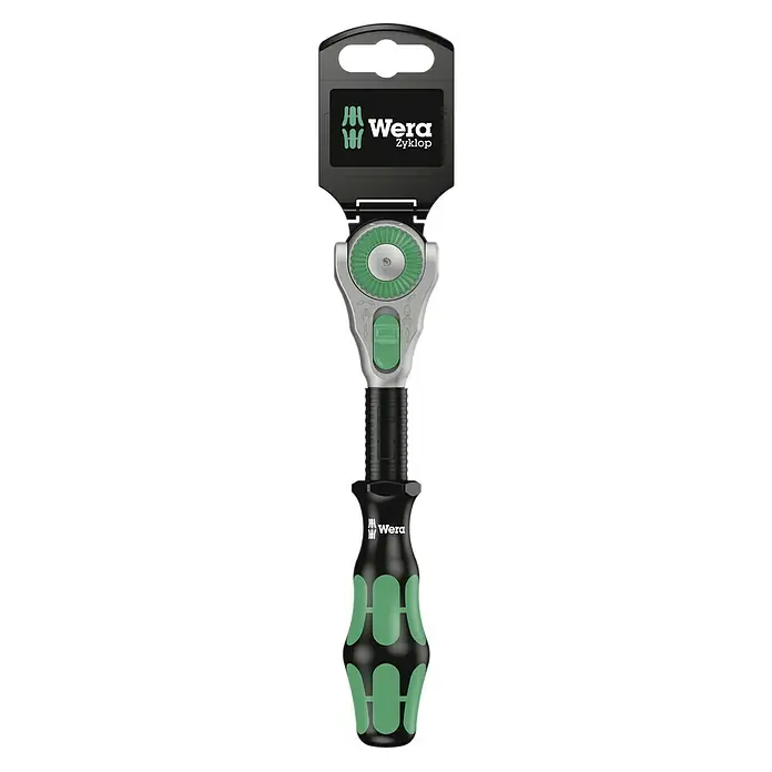 Wera Knarre Zyklop 8000 B - ⅜″ - Wera Zyklop Ratsche mit grün-schwarzem Griff und Umschaltmechanismus für Rechts- und Linkslauf.
