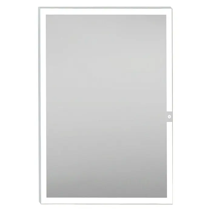 Camargue Espejo con luz Eyra - An x Al: 60 x 80 cm, Acero inoxidable - Un espejo rectangular de baño con iluminación LED en el borde, ideal para diseños de baño modernos y una visibilidad clara.