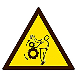 Cartel (Amarillo/Negro, Peligro riesgo de atrapamiento, 10,5 x 10,5 cm)