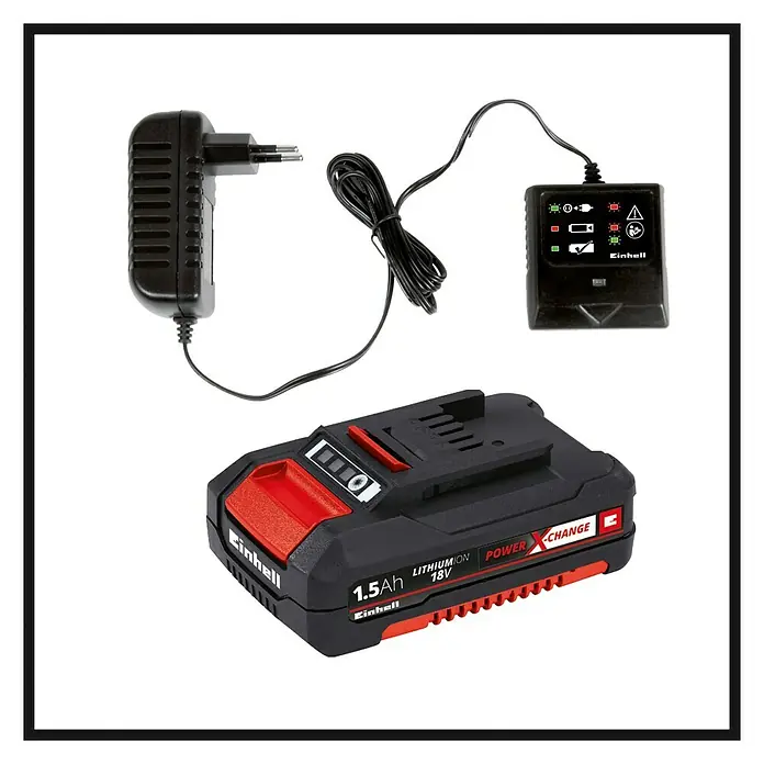 Einhell Power X-Change 18V Akku-Rasentrimmer GC-CT 18/24 Li P - 18 V, 1,5 Ah, Li-Ionen, 1 Akku - Akku, Ladegerät und Netzteil von Einhell. Das Ladegerät ist für Power X-Change Akkus geeignet.