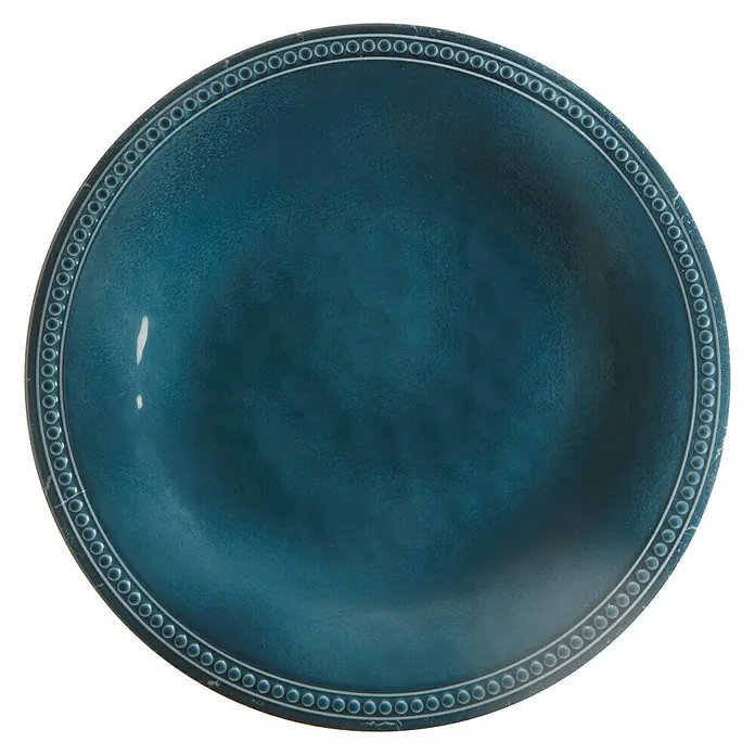 Marine Business Harmony Plato redondo Lagoon - 6 ud., Diámetro: 27 cm, Plástico, Azul - Primer plano de un plato azul con borde decorativo.