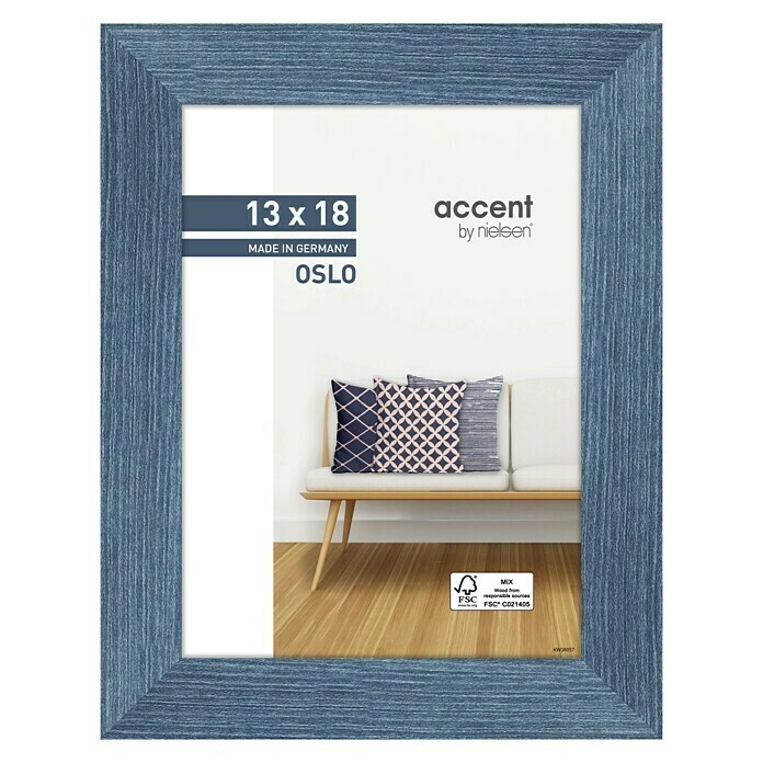 Accent Holzwechselrahmen Oslo (Blau, 13 x 18 cm, MDF)