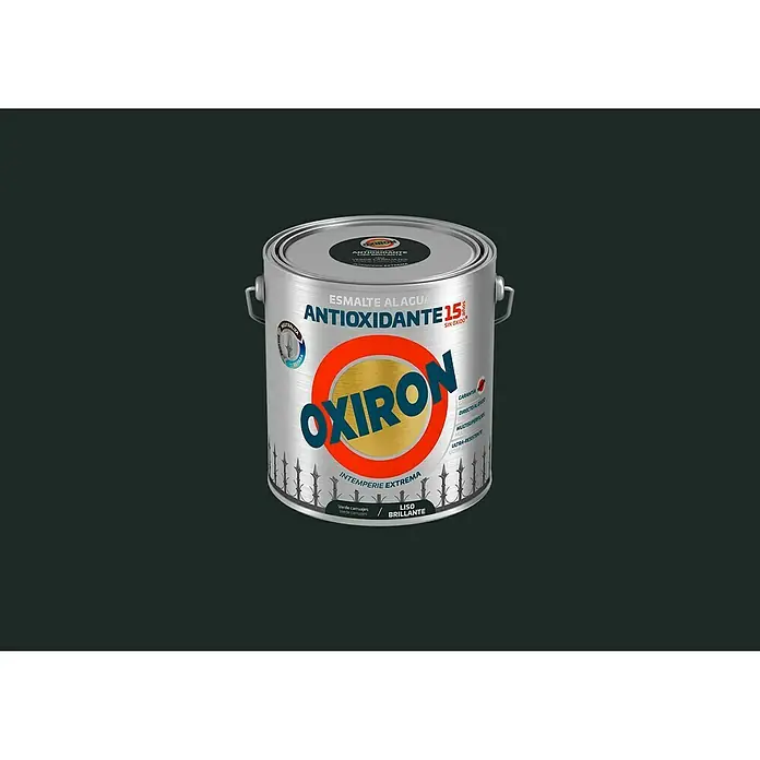 Oxiron Esmalte para metal Antioxidante Eco - Verde carruaje, 2,5 l, Brillante - Una lata de pintura de esmalte al agua Oxiron, antioxidante 15, en verde oscuro. Ideal para uso exterior y ofrece una protección duradera.