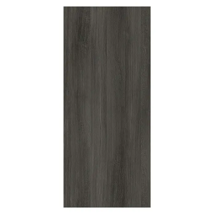 Resopal Küchenrückwand Fixmaß - Silver Pine, 363 x 63,5 cm, Stärke: 15,6 mm, Holz - Detailaufnahme einer dunklen Holzfurnierplatte mit ausgeprägter Maserung, ideal für Möbeldesign und Innenausbau.