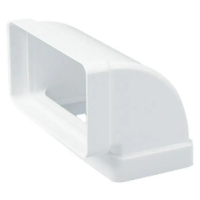 Codo vertical rectangular Tubpla - 100 mm, 90 ° - Transición de conducto rectangular blanca utilizada para sistemas de ventilación o aire acondicionado. Ideal para conectar conductos rectangulares.